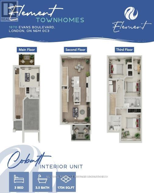 Cobalt interior unit floor plan for Element townhomes